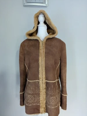 Chaqueta Nuage Imitación Gamuza Piel Forrada Bordada Talla L Marrón Foto 1 de 4