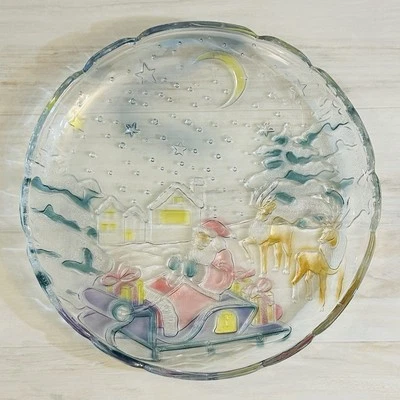 Винтажное сервировочное блюдо сани колокольчики 14 дюймов от Crystal Clear Studios из Японии - Изображение 1 из 2