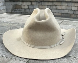 Vintage John B Stetson Cowboyhut abgenutzt knautschbar XXX 7 3/8 beige sand Filz - Bild 1 von 22