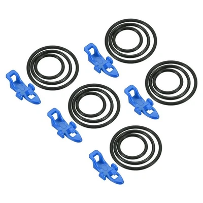 10 Pcs Plastic Fishing Hook Keeper Lure Holder with 3 Size Rubber Rings Blue - Image 1 of 4