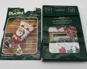 Vintage Bucilla Jeweled Christmas Stocking Felt Kit HE’S MAKING A LIST 48974 - Picture 1 of 4