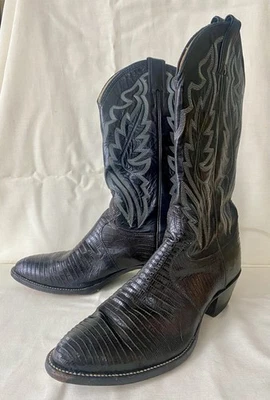 Мужские ковбойские сапоги Justin размер 8,5D цвет черный Lizard Foot Boot Style 8313 - Изображение 1 из 4