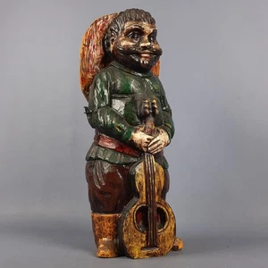 Statua Portabottiglia Legno Uomo Chitarrista Messicano Rustico Vintage Anni 70 - Foto 1 di 16