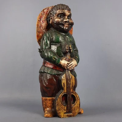 Statua Portabottiglia Legno Uomo Chitarrista Messicano Rustico Vintage Anni 70 - Immagine 1 di 4