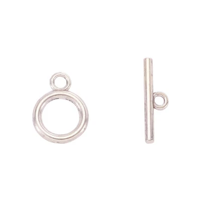 20 Sets Tibetan Silver Round Toggle Clasps For Necklace Bracelet Jewelry Making - Image 1 of 4