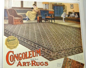 1919 Congoleum Art Rugs Full Color Magazine Print Ad vintage ephemera scarce - Picture 1 of 6