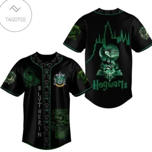 Camiseta deportiva de béisbol unisex con estampado integral de Harry Potter Slytherin Hogwarts verde oscuro - Imagen 1 de 2
