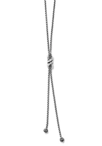 Brighton Silver Interlok Twist Knot Lariat Layer Etched Pendant Necklace New - Picture 1 of 3