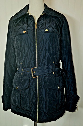 Cappotto trapuntato Michael Kors M leggero donna giacca cintura classico full zip NERO