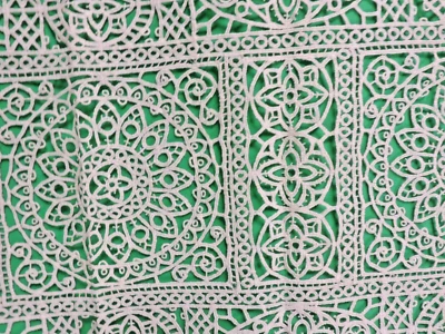 1920s Art Deco Two Dress Pannel Bobbin Embordered Lace Ivory 7" x 14" & 23" - Image 1 of 4