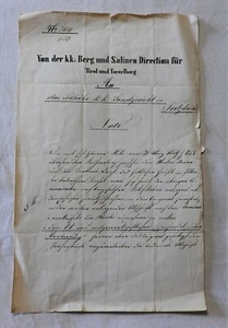 Brief kk. Berg und Salinen Direction Tirol Vlbg 1849 nach Kitzbühel Gericht (A) - Picture 1 of 3