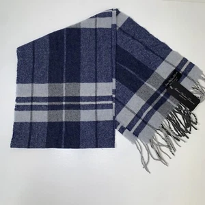 NWT Italian Woollen Treasures Luxury 100% Wool Soft Scarf 12" x 63" Fringe Plaid - Picture 1 of 3