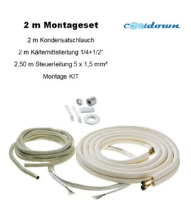 Juego de montaje de 2 m 1/4" + 1/2" tubería de refrigerante tubo de cobre rebordeado tubo de aire acondicionado EXCELENTE - Imagen 1 de 4