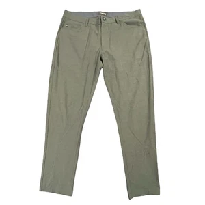 Linksoul Pants Mens 36R Green Flat Front Stretch Chino Polyester Golf Preppy - Picture 1 of 11