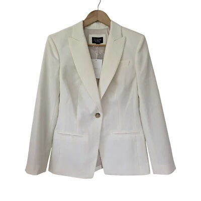 J. Blazer Crew Alexandra en sarga mezcla de lana talla 2 marfil nuevo con etiquetas $398 CI380 Foto 1 de 4