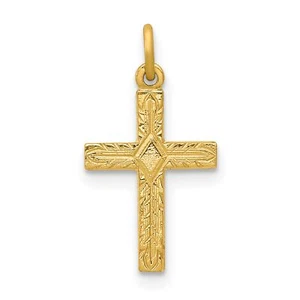 14k Yellow Gold Latin Cross Charm Pendant - Picture 1 of 7
