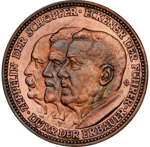 Germany 1929- "Zeppelin World Tour" Bronze Medal - NGC Unc Details - Picture 1 of 4