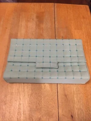 Cartera sin asas Diane Gilman azul con lentejuelas cadena dorada correa para el hombro 6" x 11" Foto 1 de 4