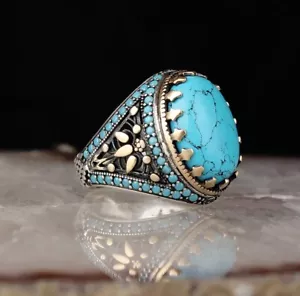 Herren Ring 925 Sterling Silber mit Türkis stein - Bild 1 von 3
