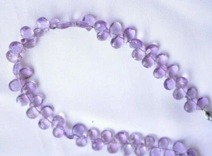 Amethyst Faceted Pear Shape Gemstone Beads Briolette 4x6mm 7 Inch Strand - Picture 1 of 3