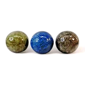 Blaue Kunstkeramik gesprenkelte Kugeln 3er Set blau braun und grün - Bild 1 von 7
