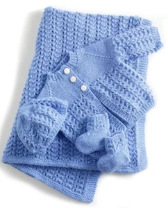 Baby Layette Matinee Set Knitting Pattern copy Jacket/Cardigan Blanket Bootees - Picture 1 of 1
