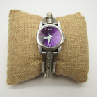 Android AD 200 Men's Cuff Watch Silvertone Purple Dial Glow Hands - NEW BATTERY