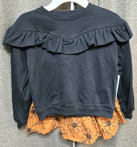 Jessica Simpson Girl's 2 Pc Black & Orange Floral Skirt Set Size 6X NWT - Picture 1 of 10