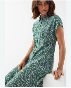 and other stories Vestido Camisa Verde Azul Floral Vestido Talla 4 - Imagen 1 de 12