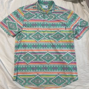 Chubbies 1/4 Knopf Kurzarm Hemd mit Tasche Azteken Southwestern Herren M - Bild 1 von 3