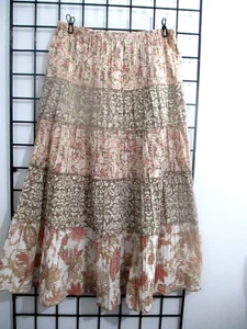 ANN TAYLOR LOFT 🌸 SMALL== PEACH & BEIGE PRINT / PULL ON / MAXIROCK - Bild 1 von 7