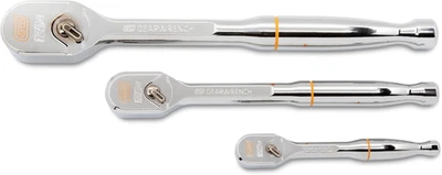 3 Piece 1/4", 3/8" and 1/2" Drive 120XP Full Polish Teardrop Ratchet Set | 81206 - Image 1 of 4