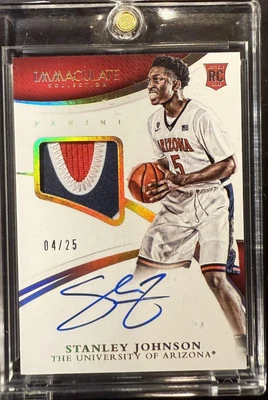 2015 Panini Immaculate Stanley Johnson 3 Color Rookie Patch Auto Gold /25 - Image 1 of 2