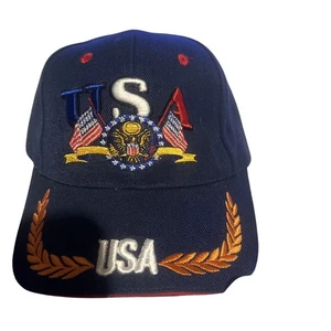 NEW USA BLUE BASEBALL CAP HAT WITH ADJUSTABLE BACK STRAP - Picture 1 of 8