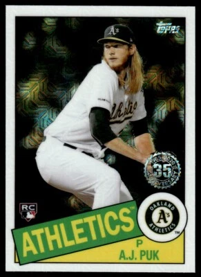2020 Topps 1985 Chrome Silver Pack Promotion A.J. Puk Oakland Athletics #85TC-29 - Image 1 of 2