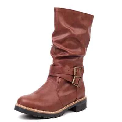 Stivali Scarpe Anfibi Donna Alti 5 Marrone Comodi Platform Pelle Sintetica 34469 - Immagine 1 di 2