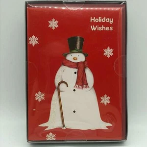 Trim A Home 16 Count Red Holiday Wishes Snowman Christmas Cards & Envelopes - Picture 1 of 3