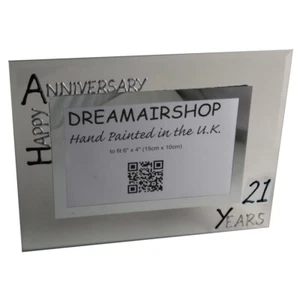 21st Anniversary Gift Picture Photo Frame: (L) (Black/Silver) - Picture 1 of 4