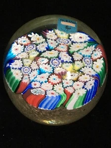 Murano Glas Millefiore Briefbeschwerer mit möglicher Signatur Rohr 2,75" - Bild 1 von 12