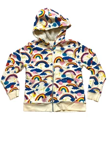 Hanna Andersson Sweatshirt Youth 10 Medium Rainbow AOP Sherpa Hoodie Girls - Picture 1 of 11
