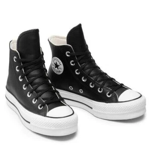 CONVERSE CHUCK TAYLOR ALL STAR LIFT HI TRAINERS, UK SIZE 9, BLACK/WHITE, 561675C - Picture 1 of 2