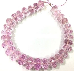 AAAA++ Pink Sapphire Faceted Rondelle Beads Gemstone For Jewelry, 8-10mm 16 Inch - Picture 1 of 4