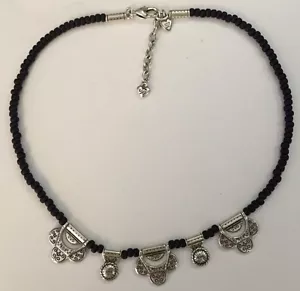 Collar de cuentas negras de plata Brighton excelente con lata - Imagen 1 de 7