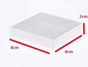 300 Single Pullout Cookie Invitation Gift Box Clear Slide Cover Gloss White 8cm - Bild 1 von 9