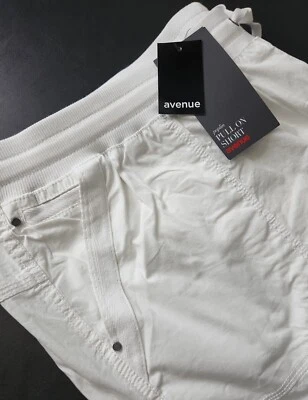 Nuevo con etiquetas Pantalones Cortos Avenue Popelina Pull On 26 Bolsillos Blancos Algodón Elástico Cordón Plus Foto 1 de 4