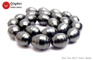 13*16mm Oval Black Sea Shell Pearl Beads Jewelry Making DIY Necklace Earring 15" - Picture 1 of 10