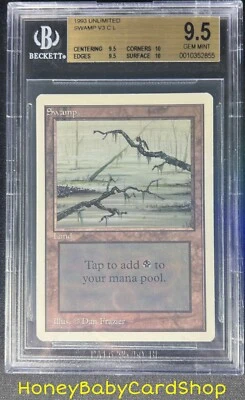MTG Unlimited Edition 1993 Swamp (C) BGS 9.5Q++ (TRUE QUAD++) GEM MINT Pop. 1of2 - Image 1 of 4