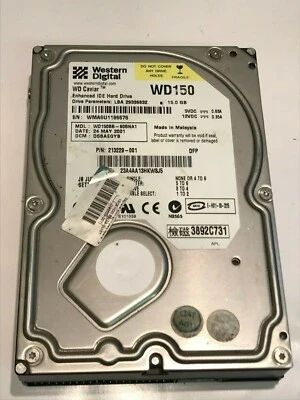 WESTERN DIGITAL CAVIAR WD150 15GB IDE HARD DRIVE WD150BB-60BNA1 DSBAEGYB aa5fd3A - Image 1 of 2