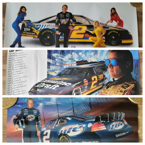 3 VTG Nascar Posters Rusty Wallace CATCH THE GENUINE DRAFT Miller Cold Filtered Cover