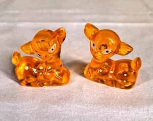 Vintage Christmas Orange Lucite Deer Bambi's Two Babies - Picture 1 of 7